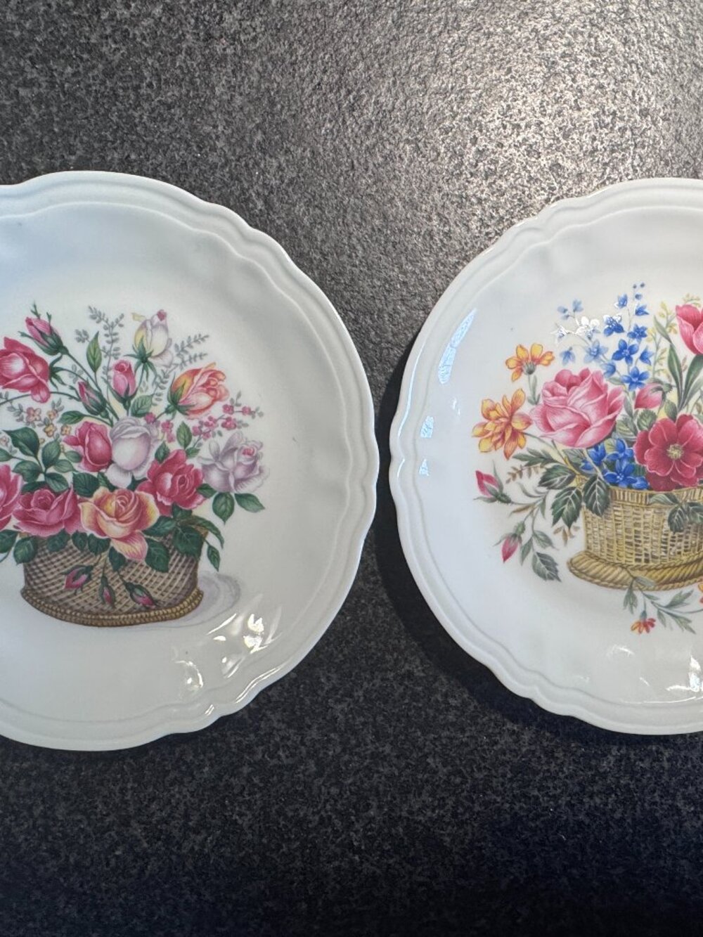 Rochard Limoges France Vintage Salad Plates, Set of 2,Hand-Painted Flower Design